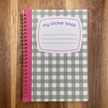 Load image into Gallery viewer, olive gingham reusable sticker book