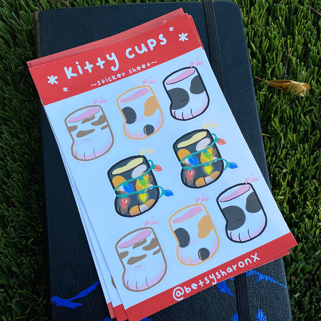 kitty cups sticker sheet